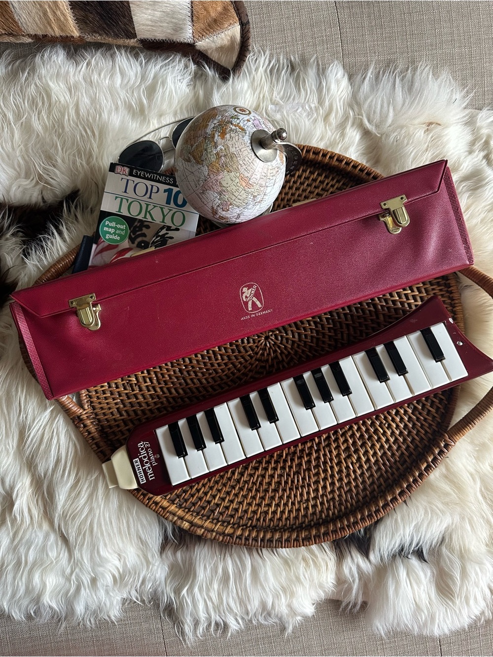Hohner Vintage Melodica 27 Burgundy Keyboard Musical Piano Instrument in Case